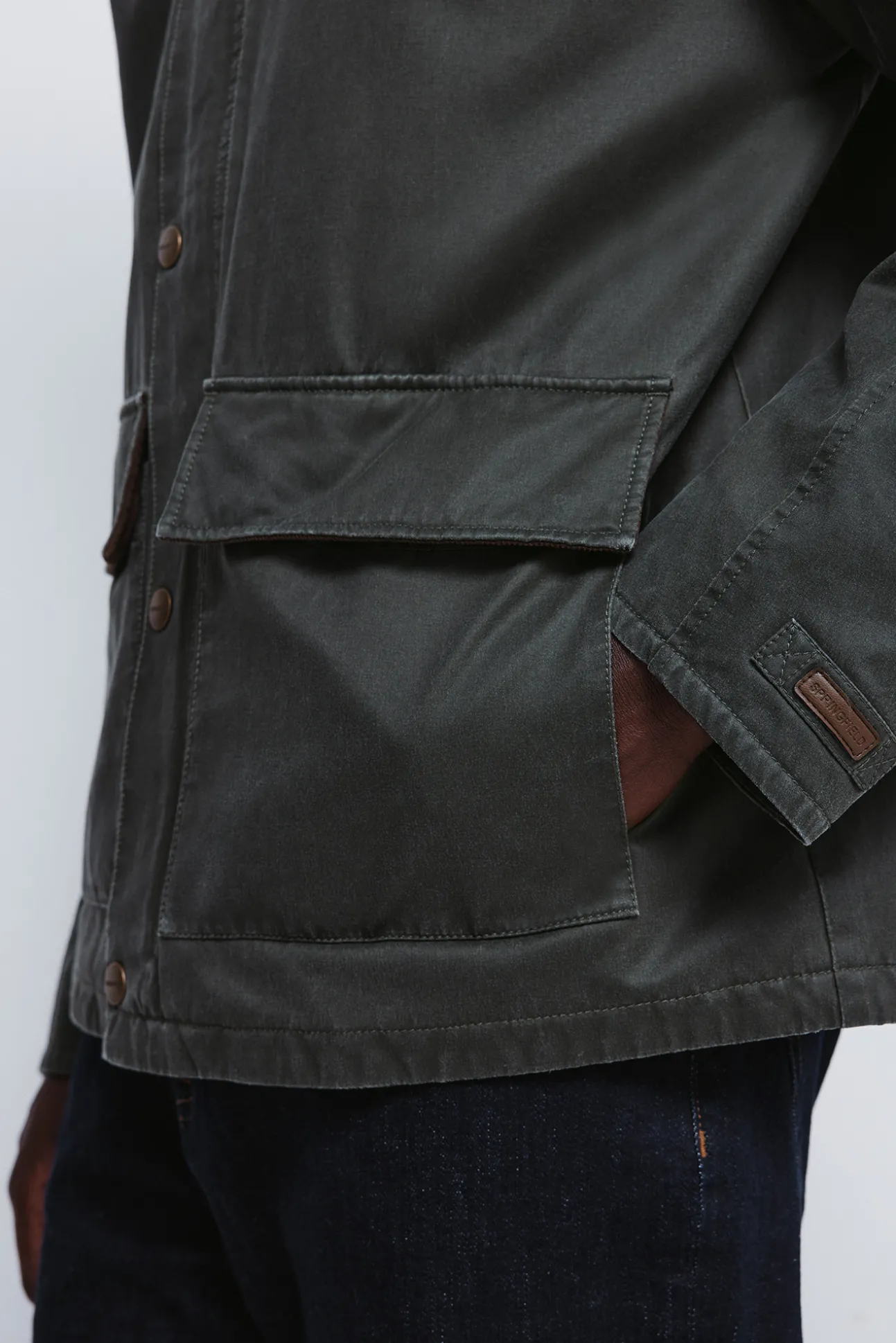 Parka courte avec col en velours côtelé