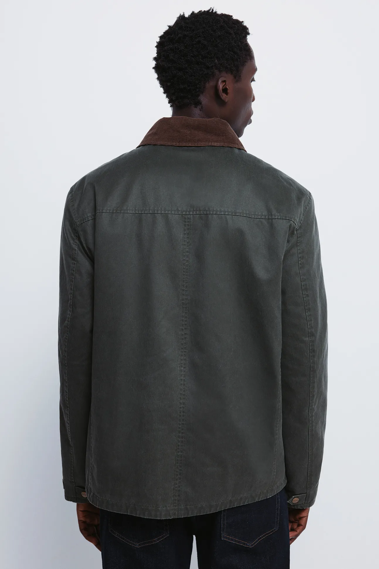 Parka courte avec col en velours côtelé