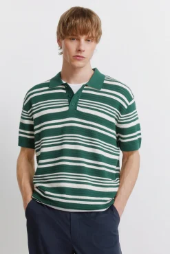 Polo en maille structurée à rayures