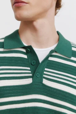 Polo en maille structurée à rayures