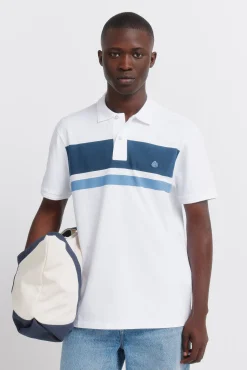 Polo en piqu&eacute; &agrave; rayures imprim&eacute;es regular fit