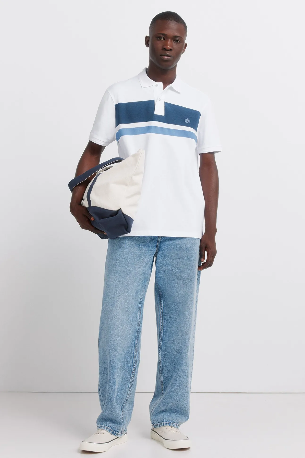 Polo en piqué à rayures imprimées regular fit