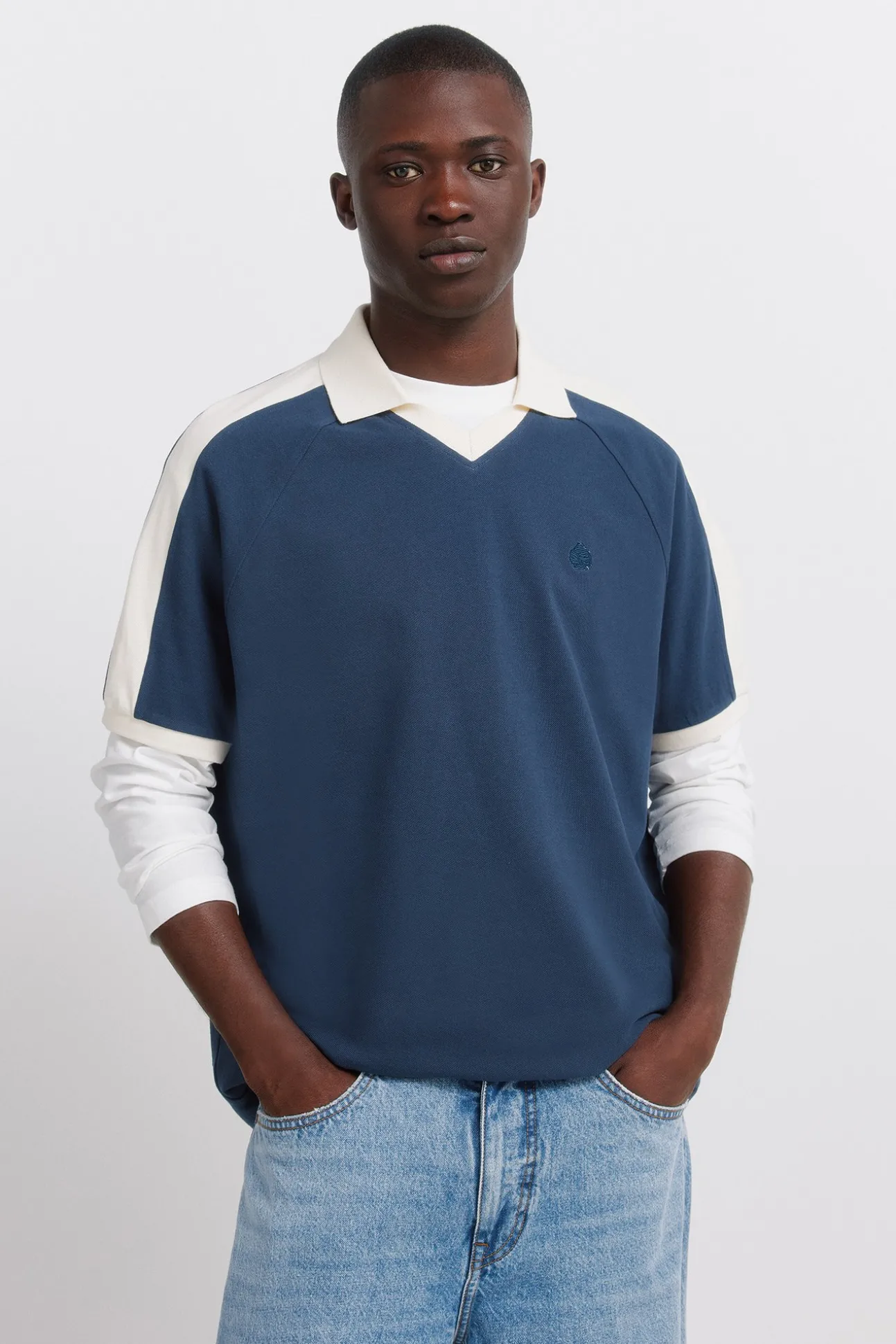 Polo piqué sport à contraste regular fit