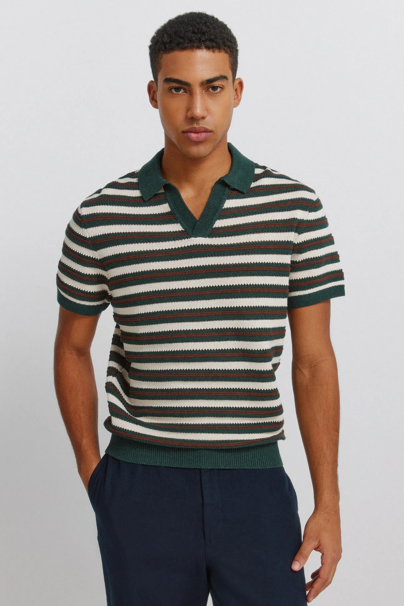 Polo structuré à rayures