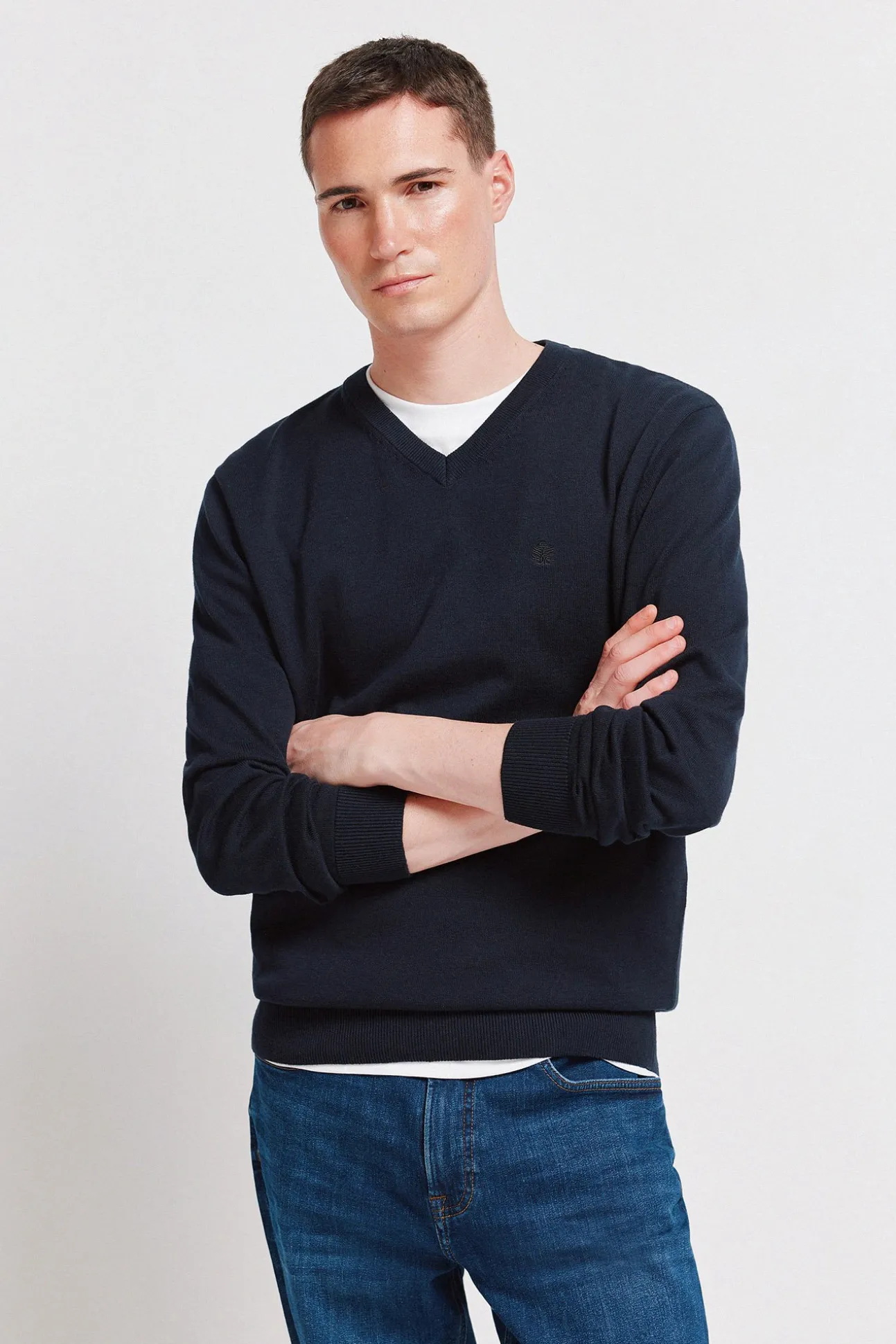 Pull basique col en V logo Springfield