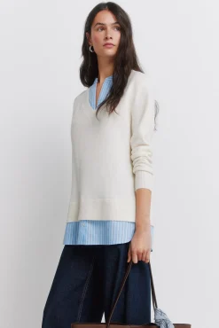 Pull col mao bimatière