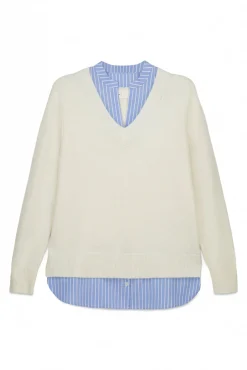 Pull col mao bimatière