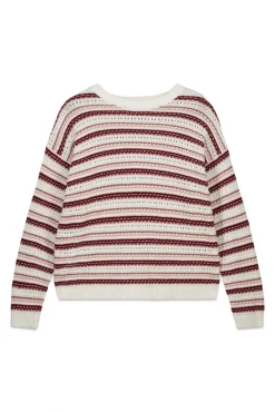 Pull en maille structur&eacute;e &agrave; rayures