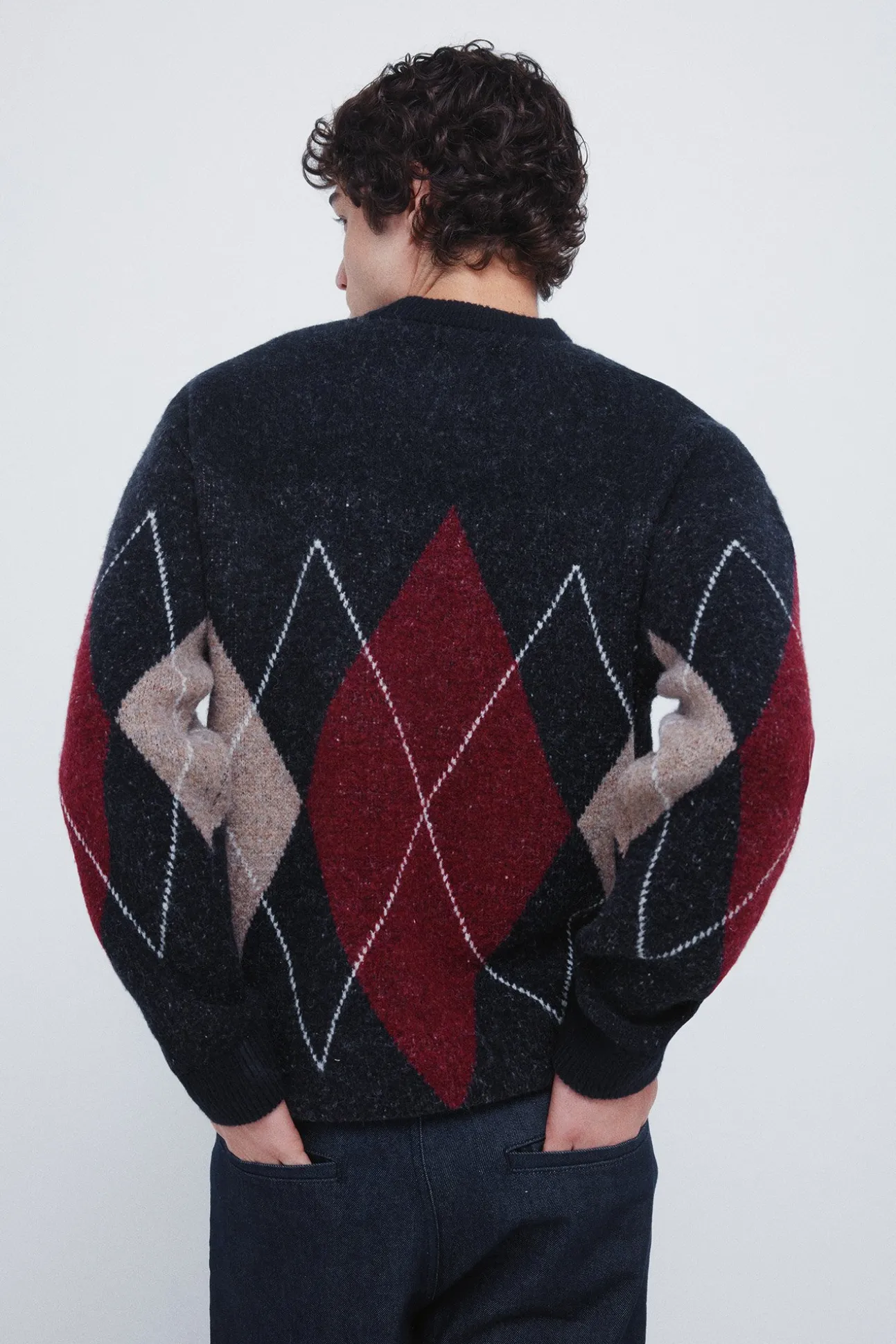 Pull fantaisie à motifs de losanges