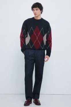 Pull fantaisie à motifs de losanges