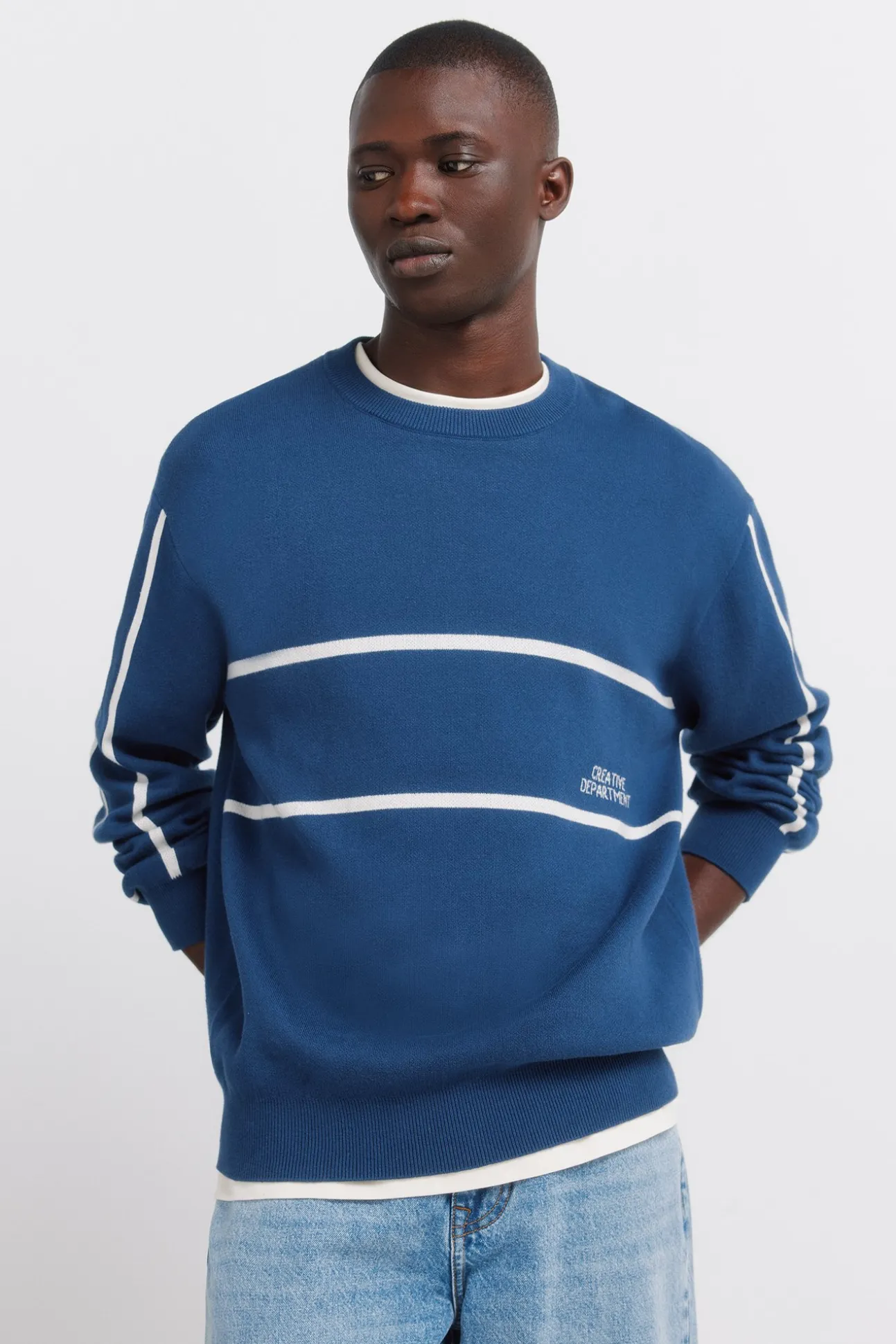 Pull jacquard à texte