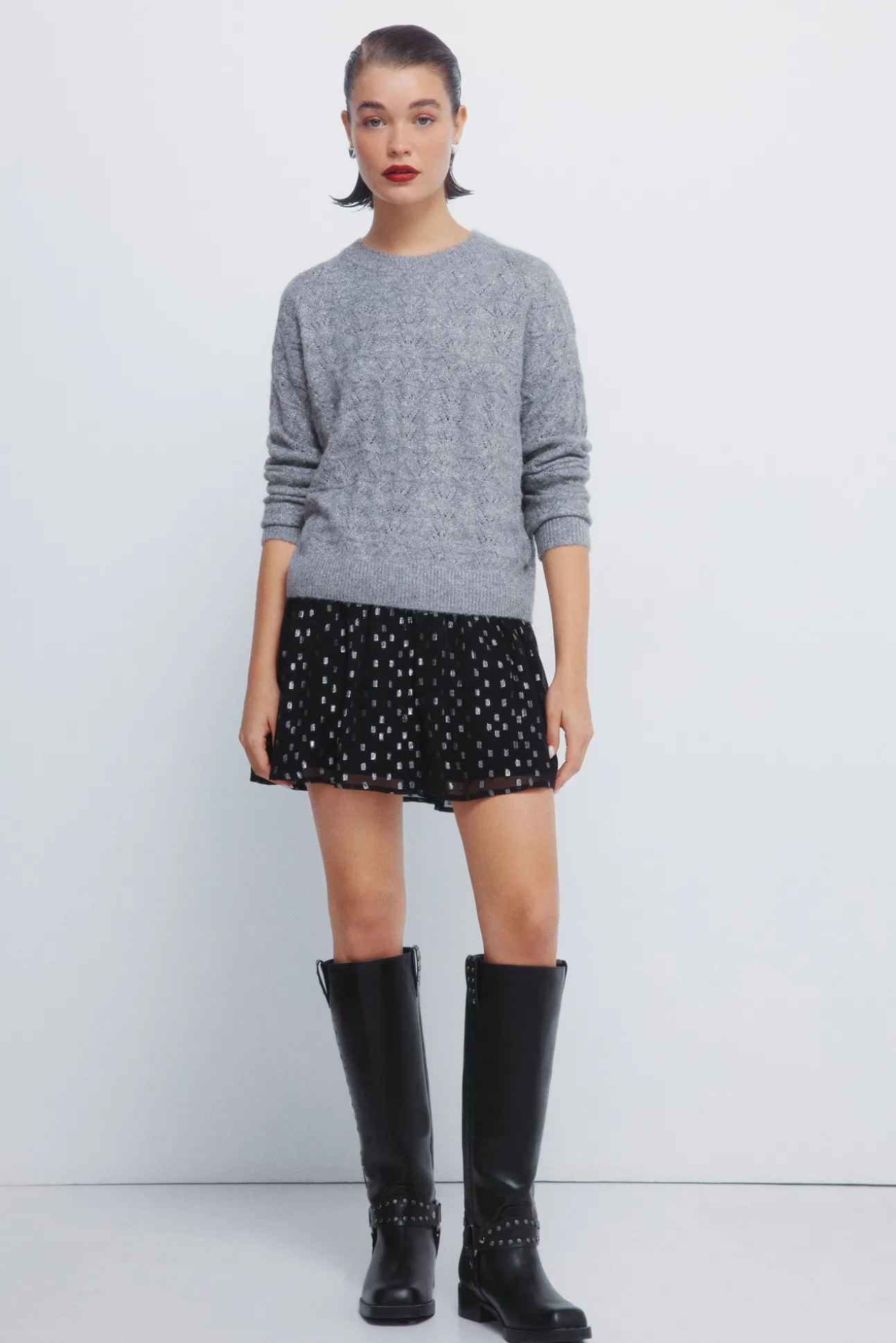 Pull pointelle lurex