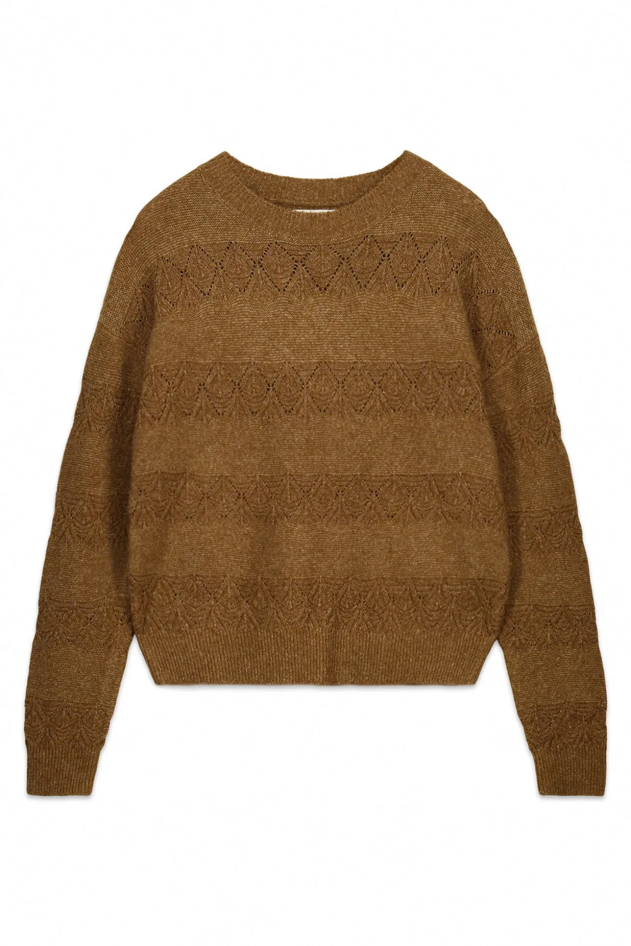 Pull pointelle rayures lurex