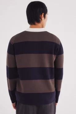 Pull polo &agrave; larges rayures
