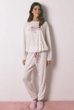 Pyjama long en tricot gaufr&eacute;