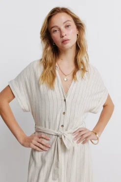 Robe chemise &agrave; rayures