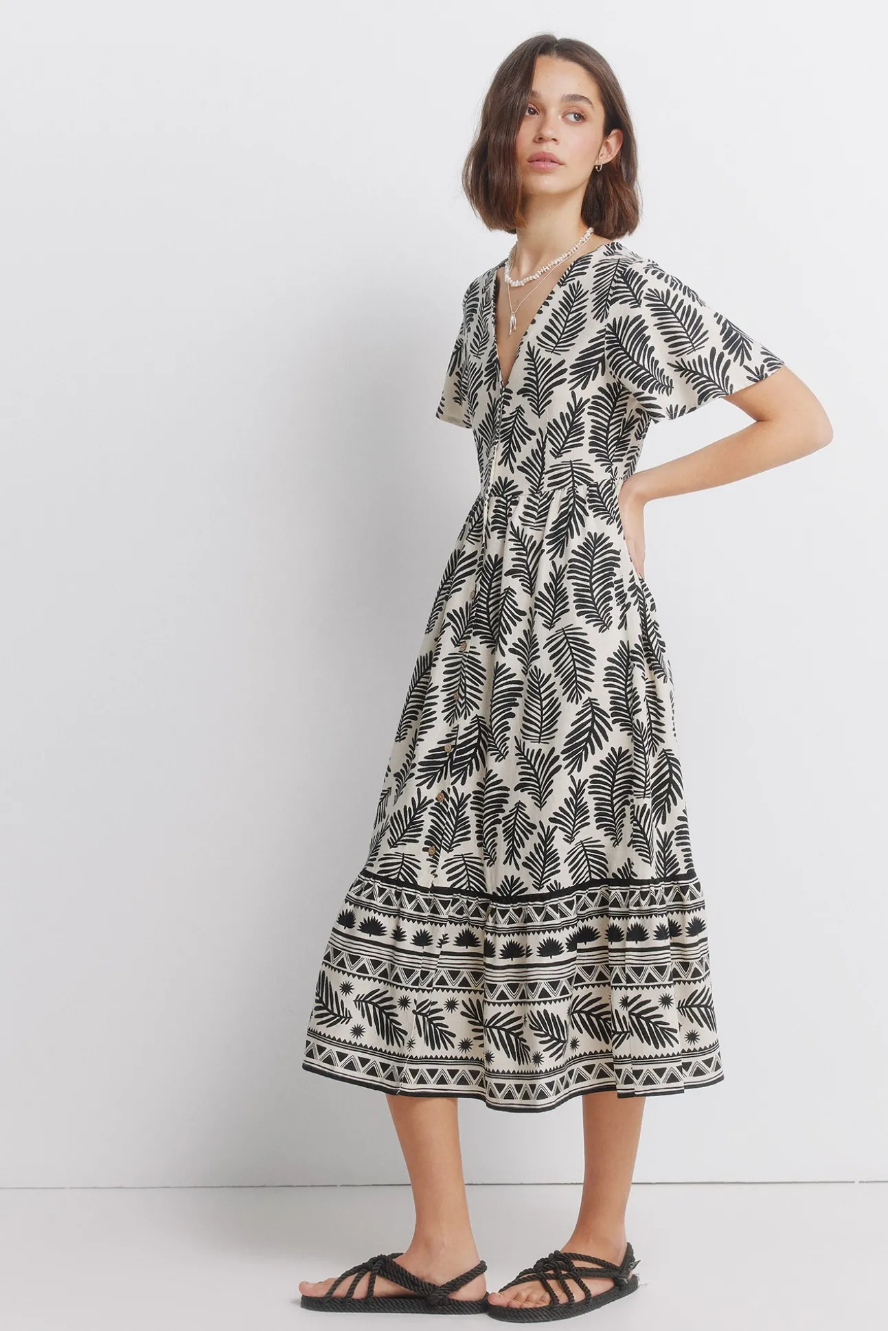 Robe chemise midi imprimée