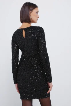 Robe courte drapée à paillettes