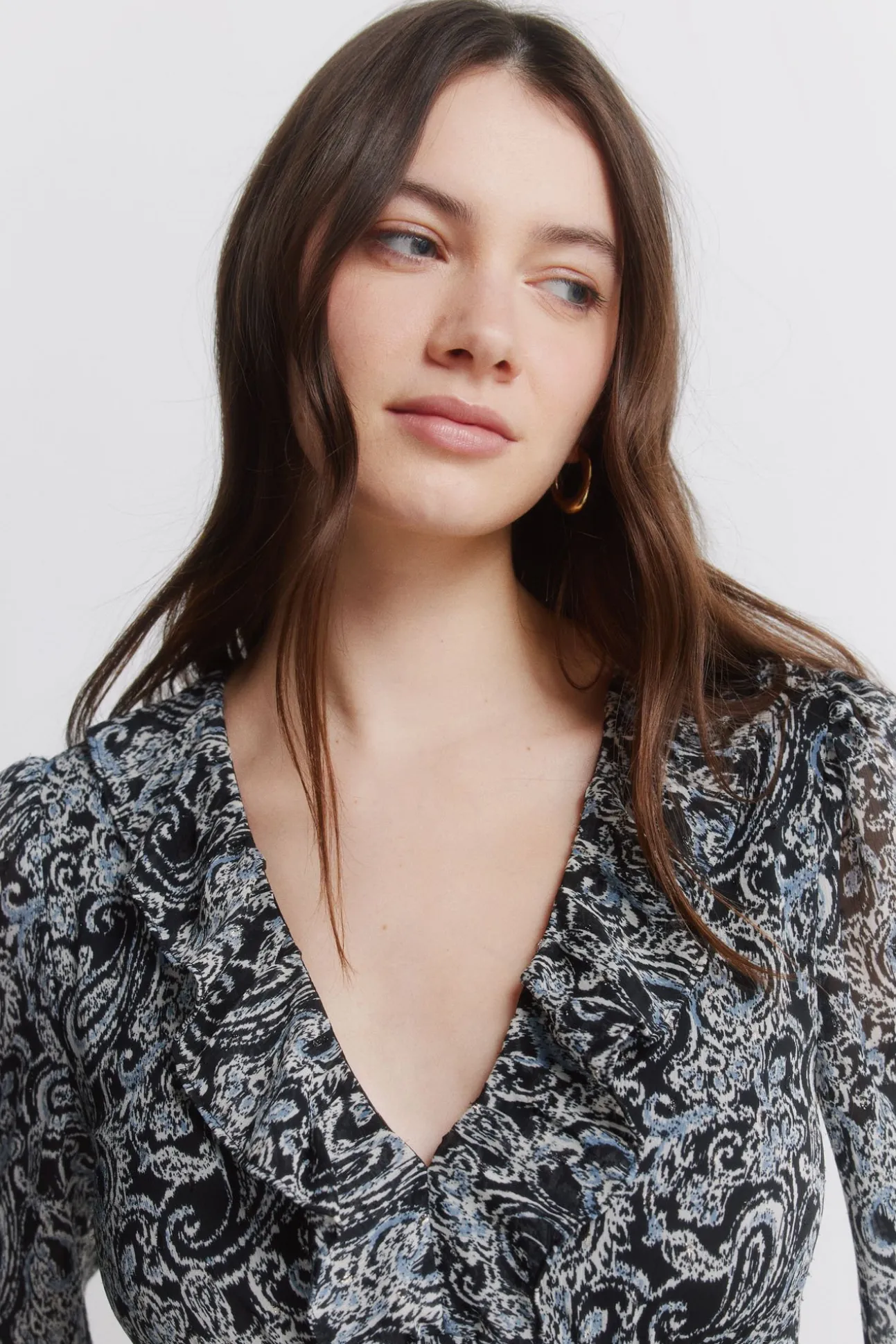 Robe courte imprimée manches longues