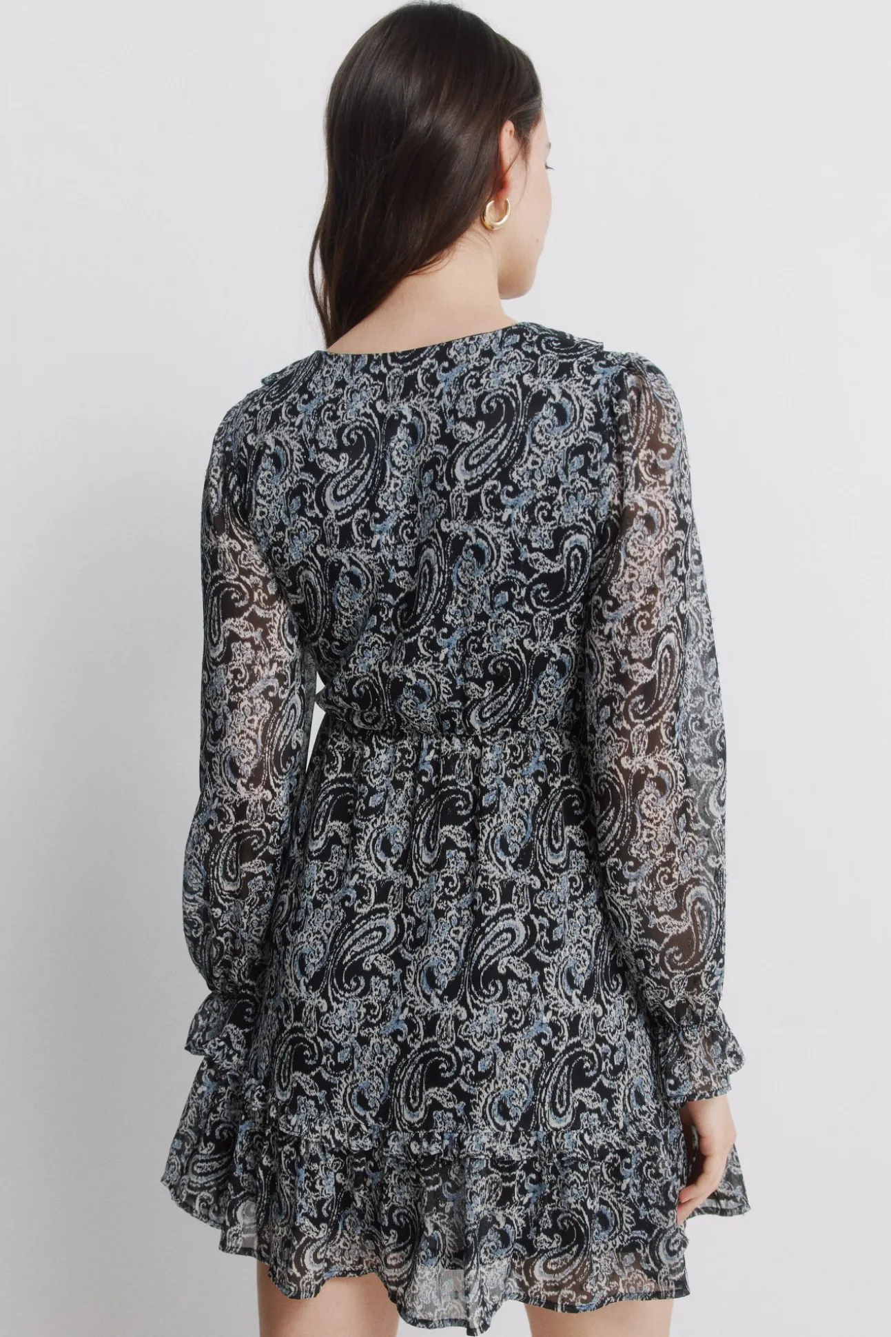 Robe courte imprimée manches longues