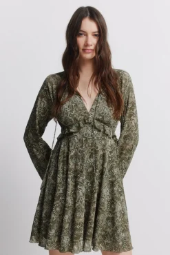 Robe courte imprim&eacute;e verte