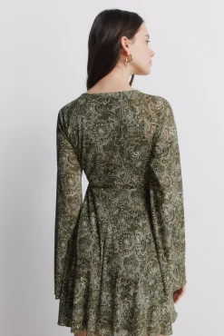 Robe courte imprim&eacute;e verte