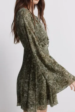 Robe courte imprim&eacute;e verte