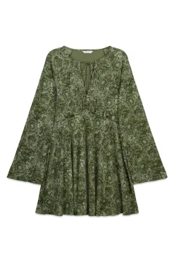 Robe courte imprim&eacute;e verte