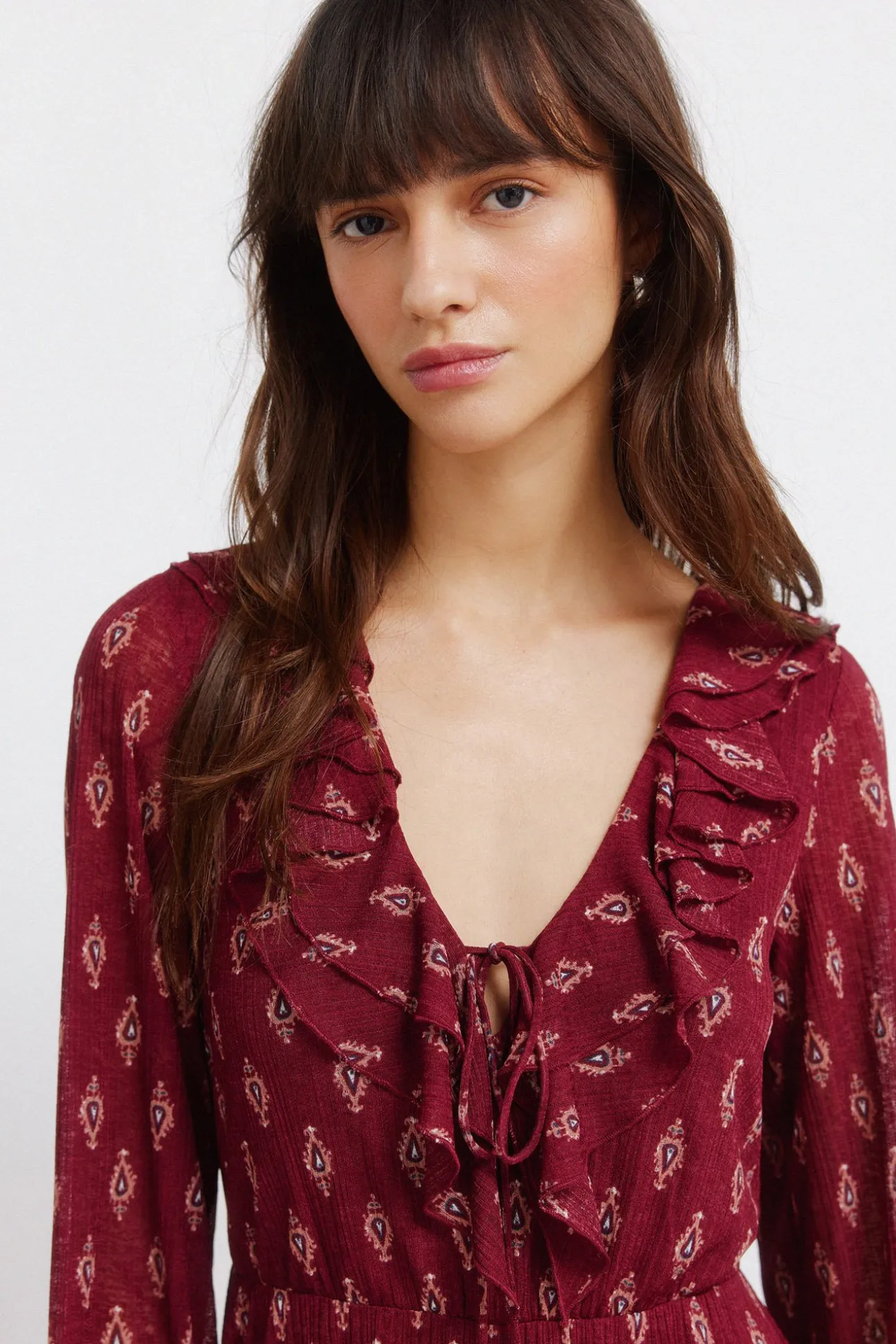 Robe courte imprimée à volants