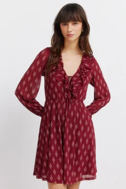 Robe courte imprimée à volants
