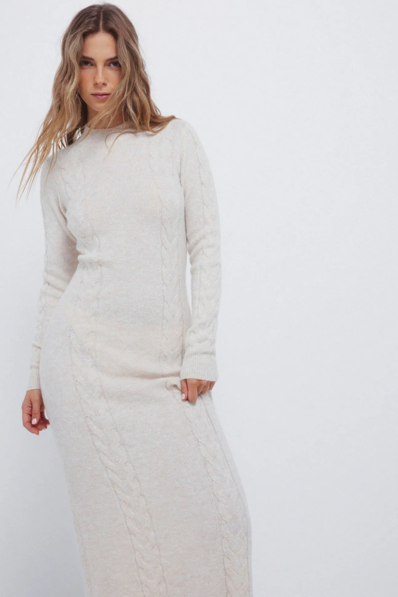 Robe en maille en maille torsadée