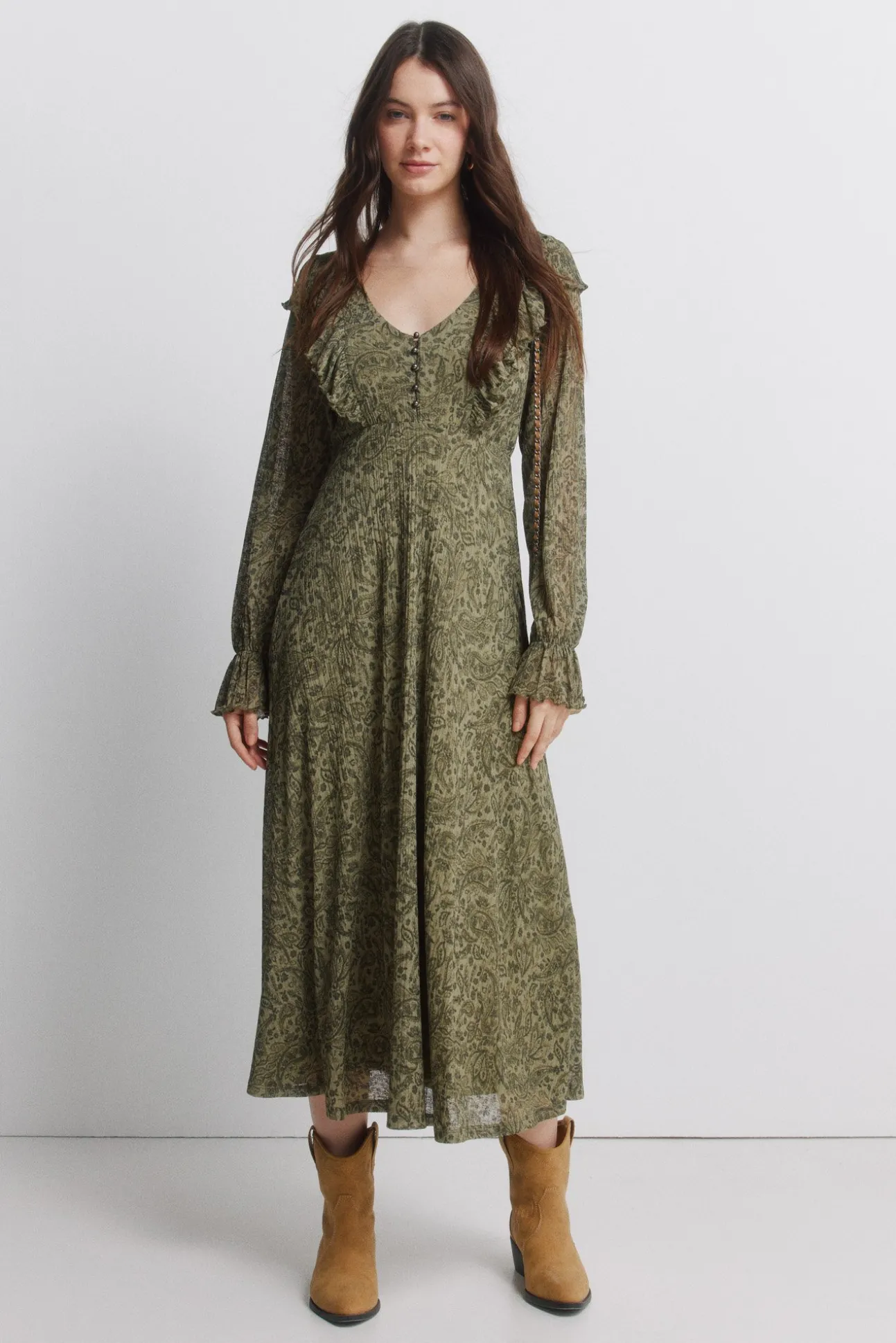 Robe imprimée verte