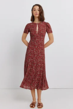 Robe midi col choker imprimée