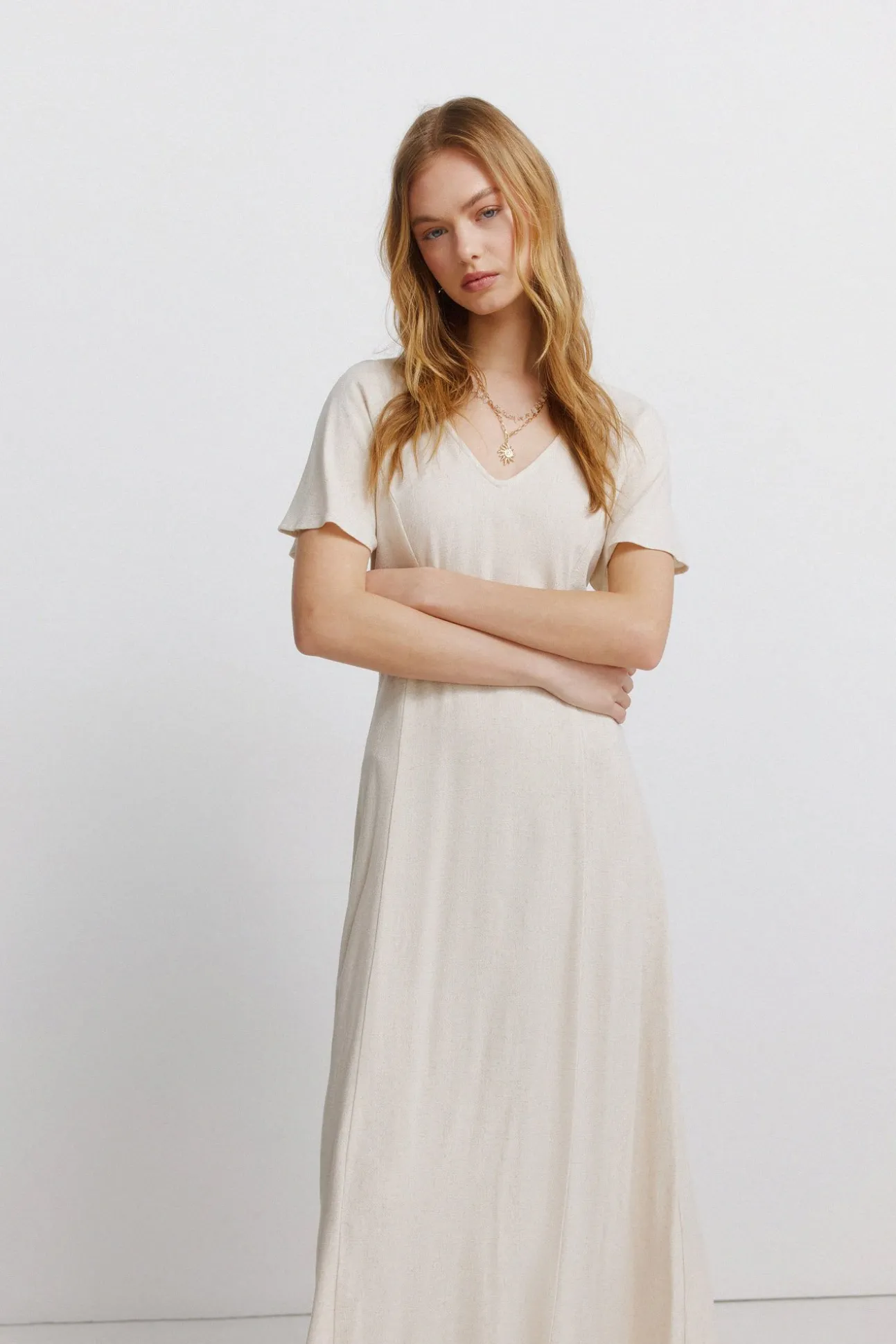 Robe midi dos croisé