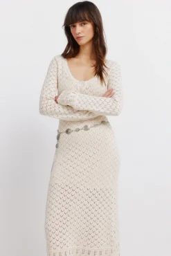 Robe midi en maille pointelle