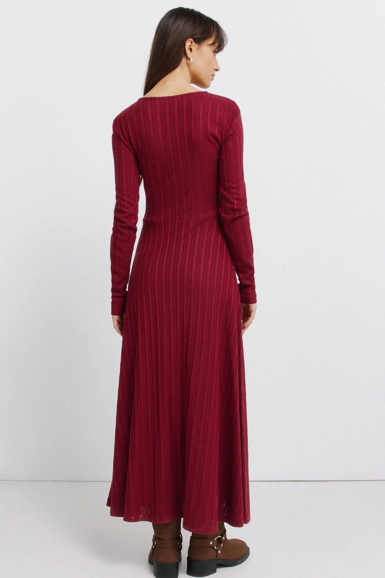 Robe midi en maille rouge