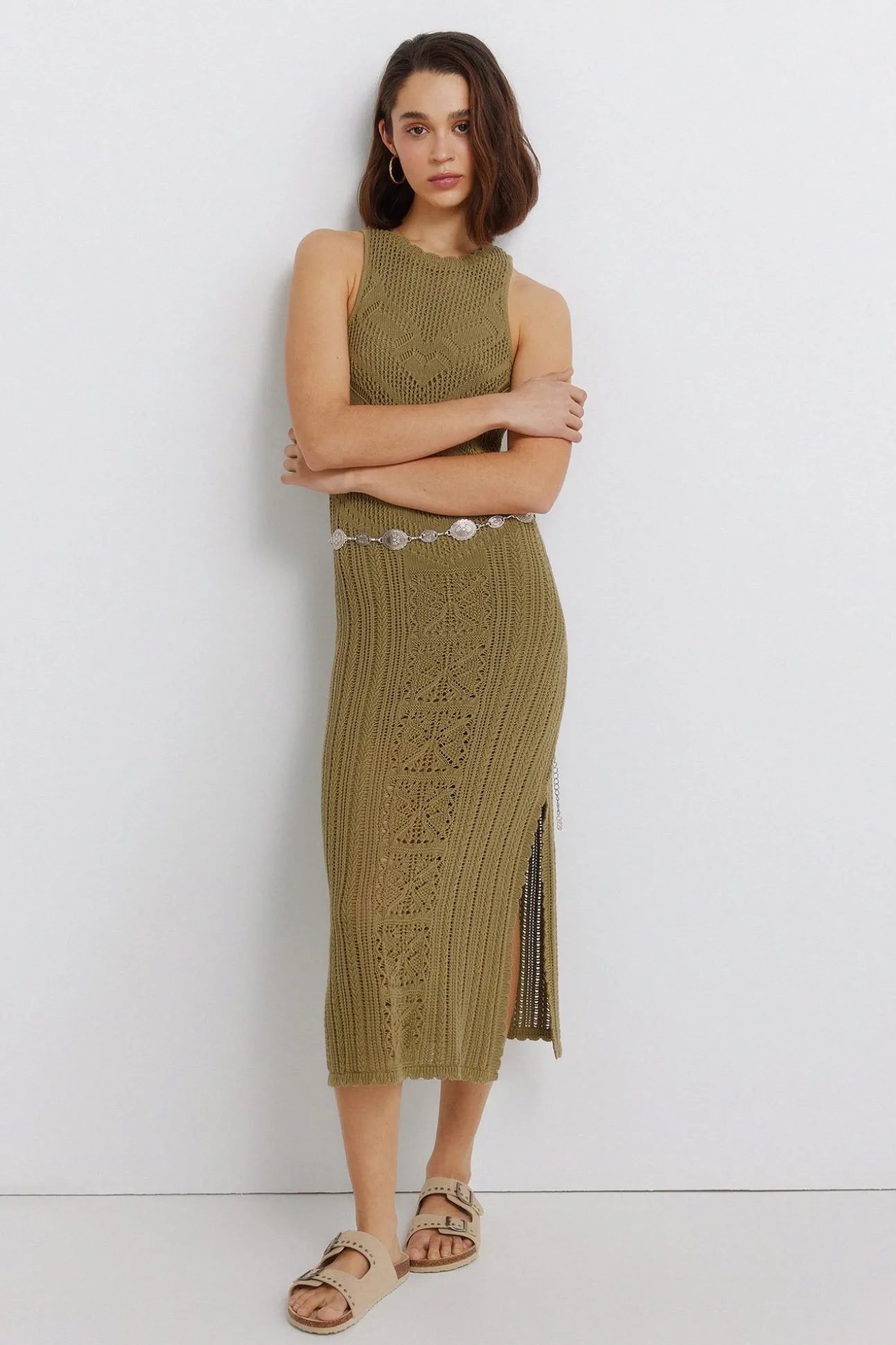 Robe midi en pointelle