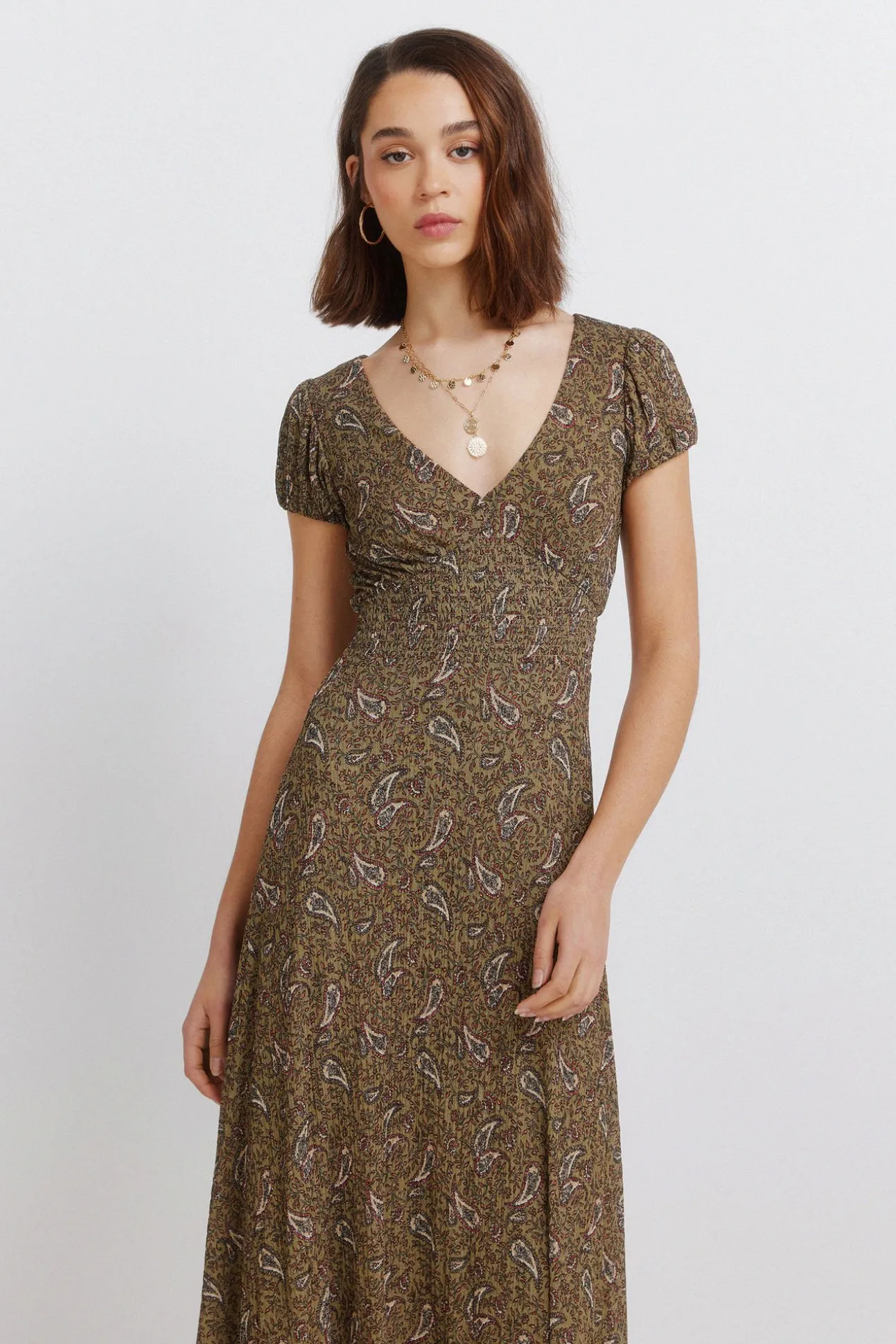 Robe midi imprimé frise