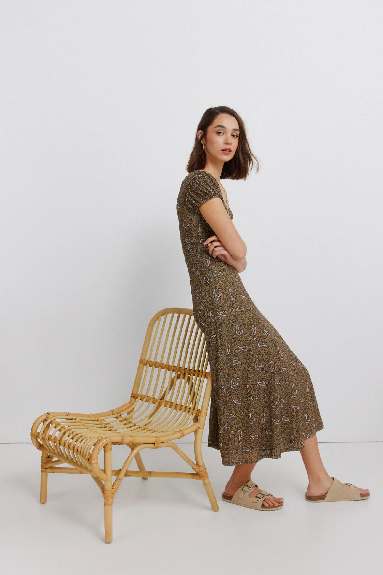 Robe midi imprimé frise