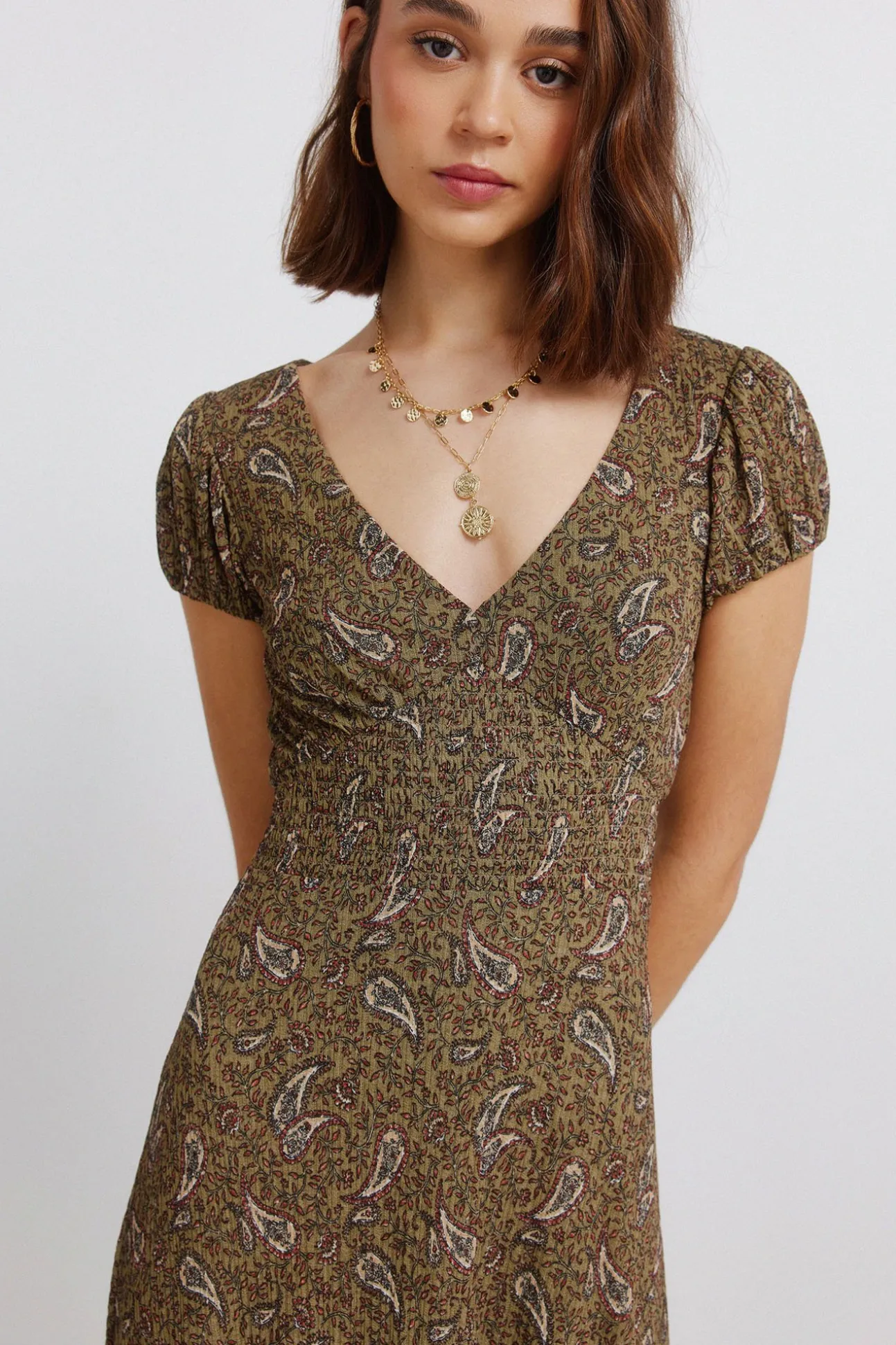 Robe midi imprimé frise