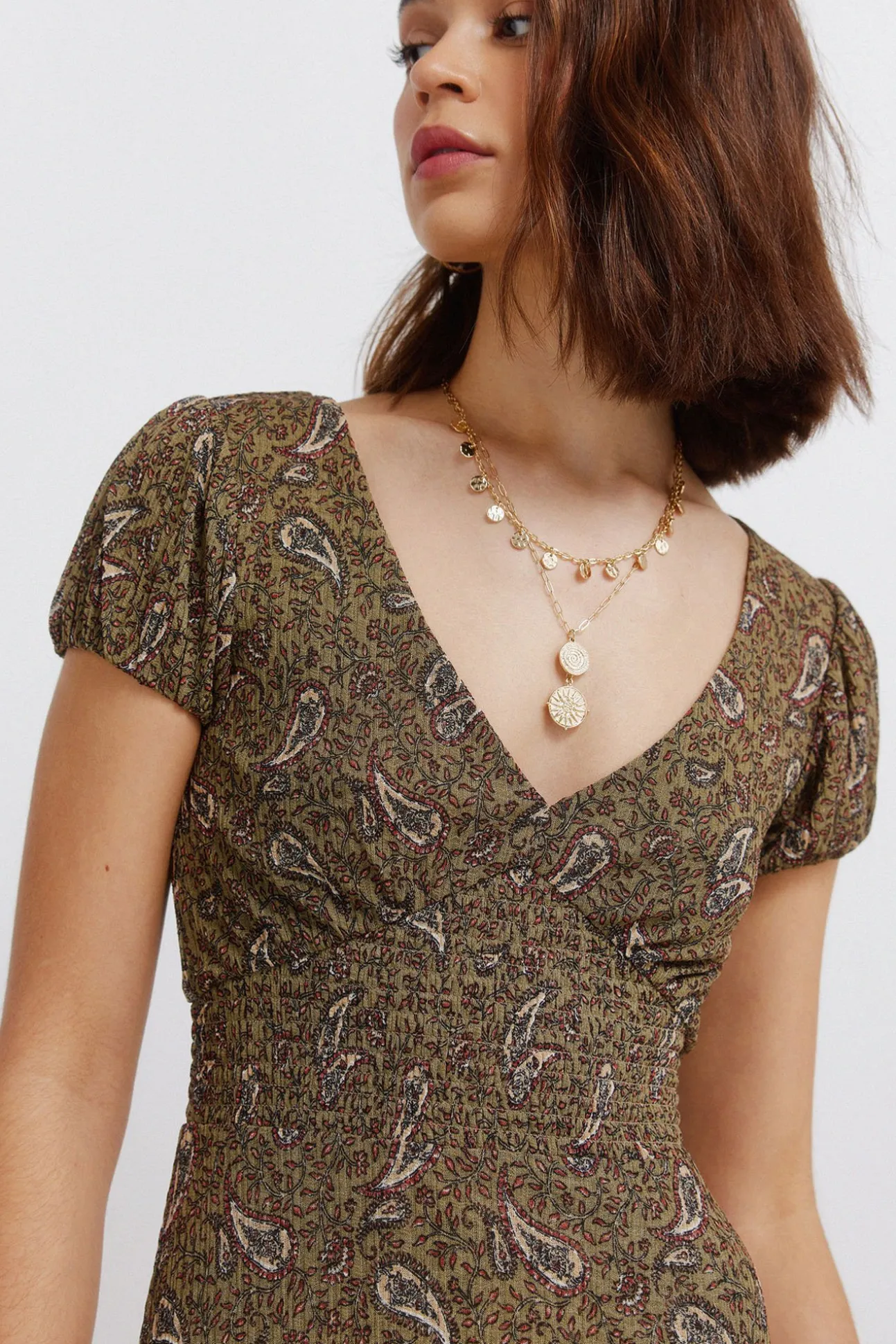 Robe midi imprimé frise