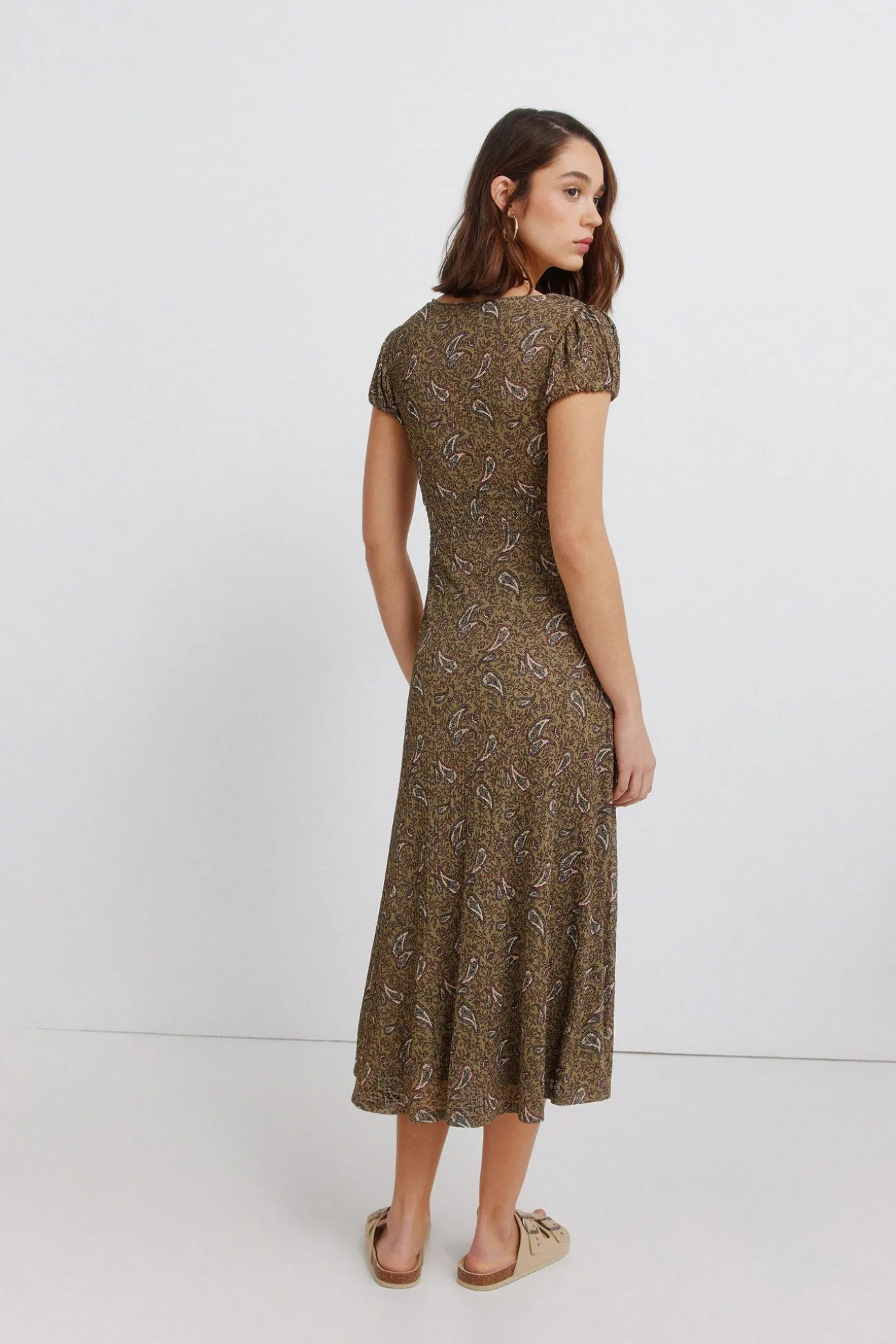 Robe midi imprimé frise
