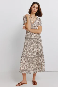 Robe midi imprimé frise