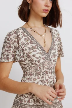 Robe midi imprimé frise