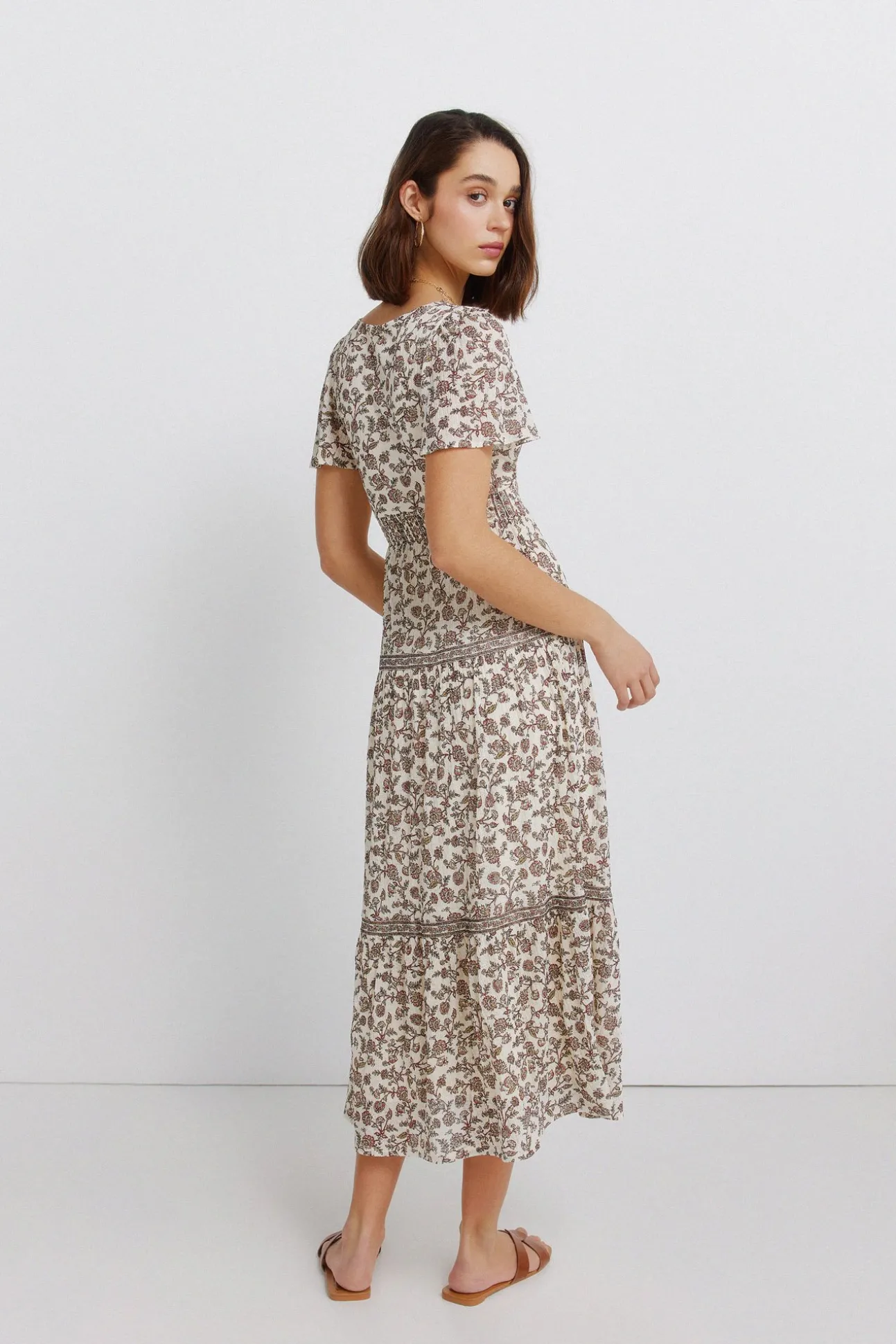 Robe midi imprimé frise