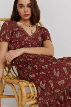 Robe midi imprimé frise