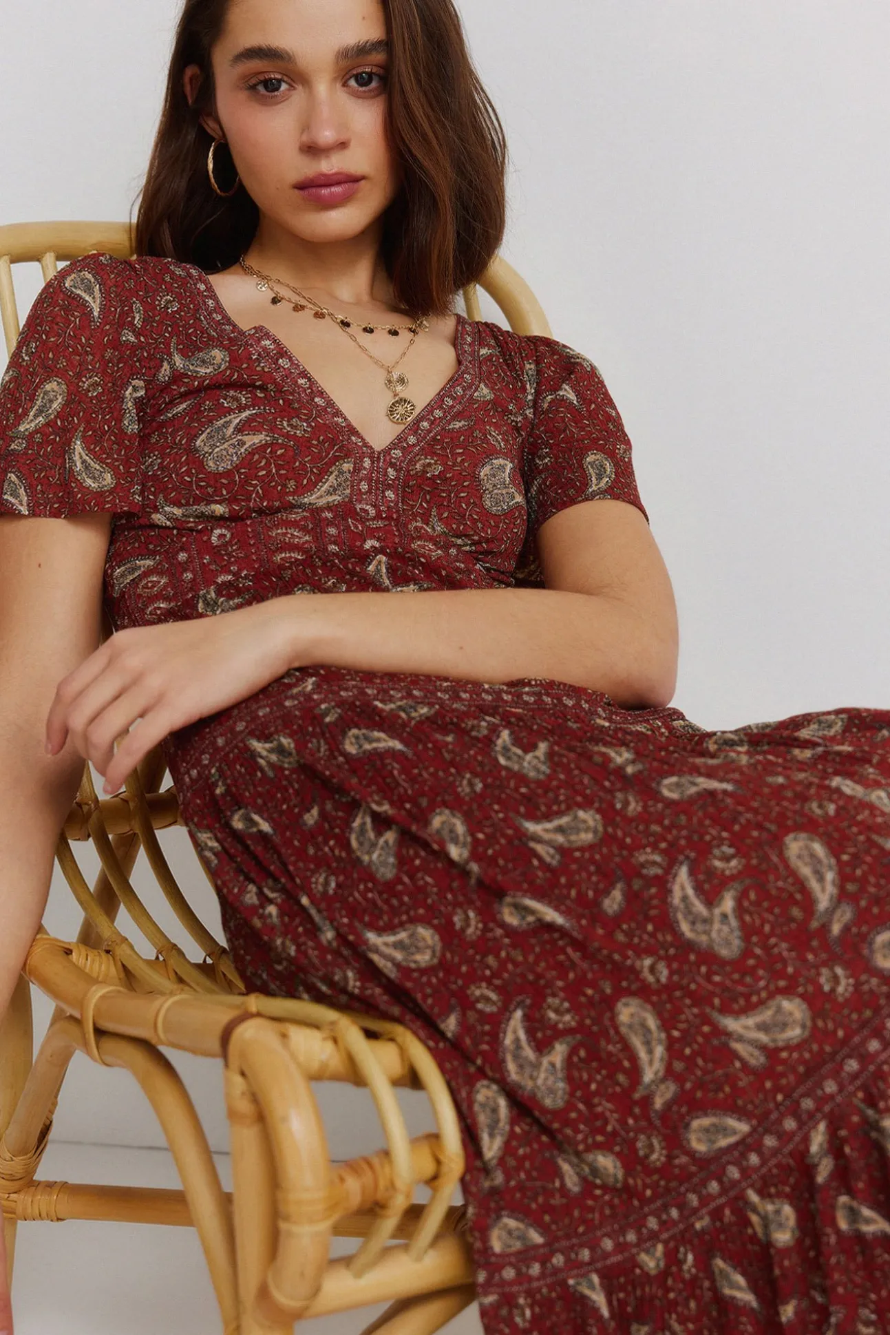 Robe midi imprimé frise