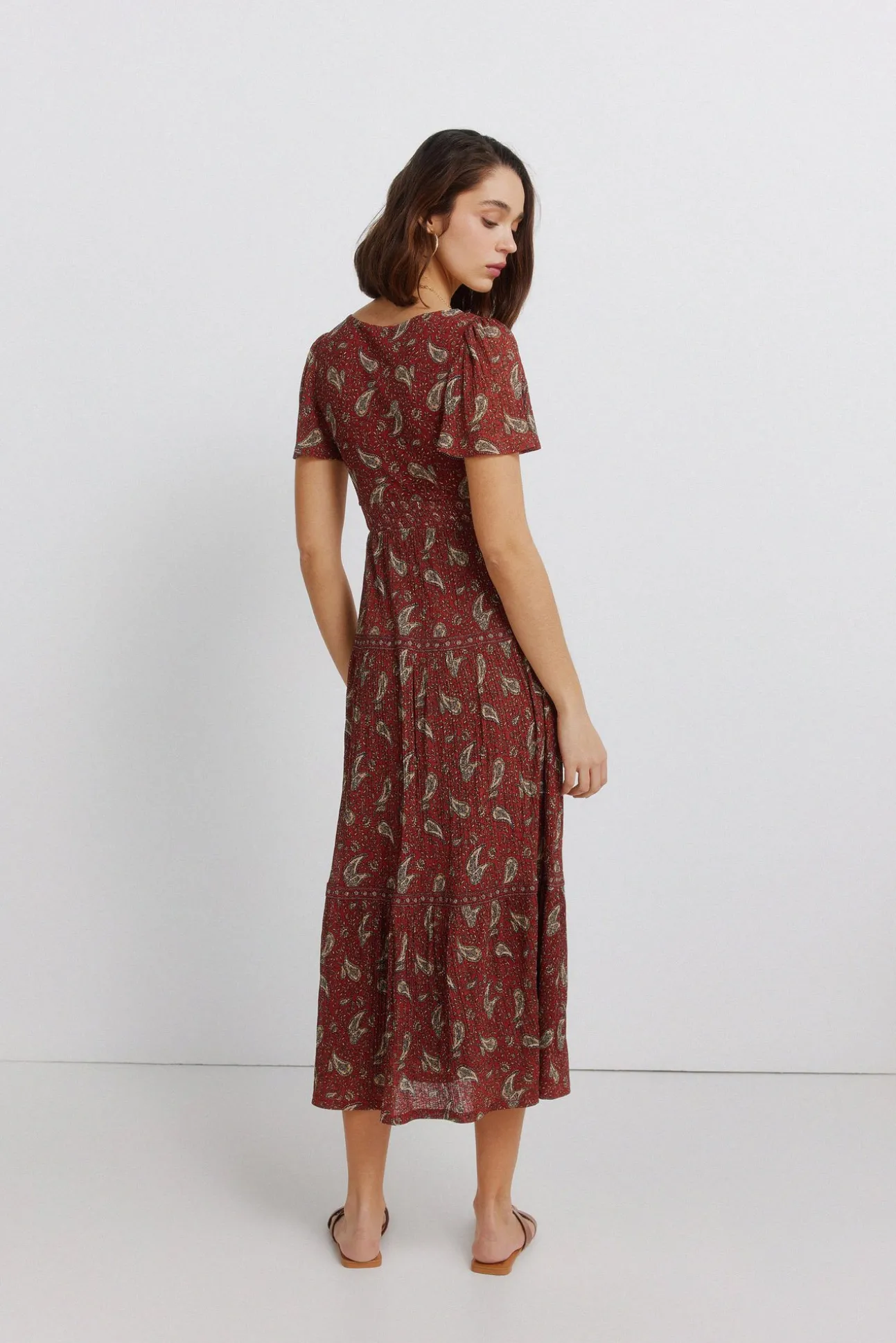 Robe midi imprimé frise