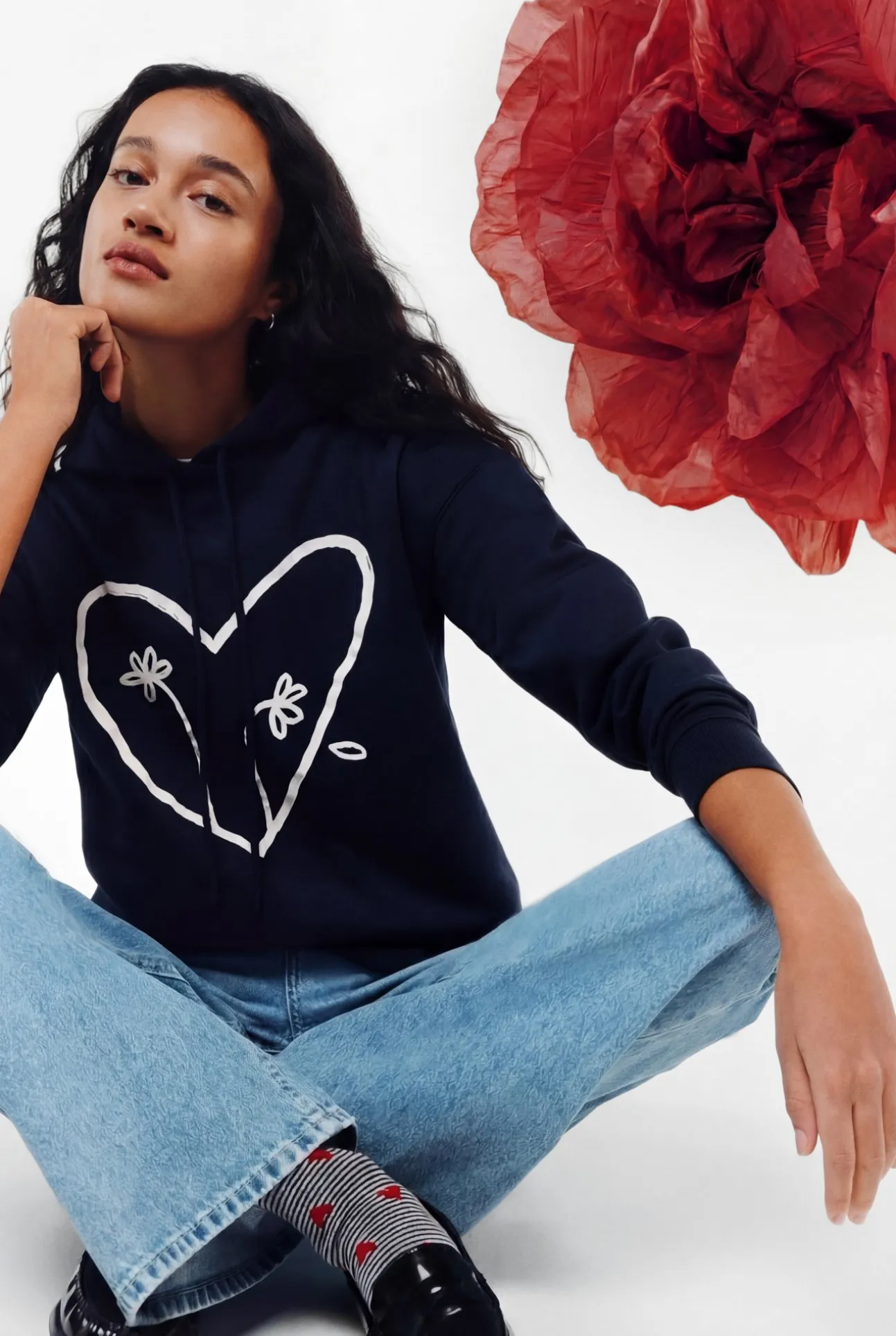 Sweat-shirt à deux fleurs