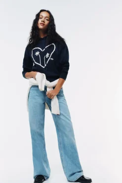 Sweat-shirt &agrave; deux fleurs